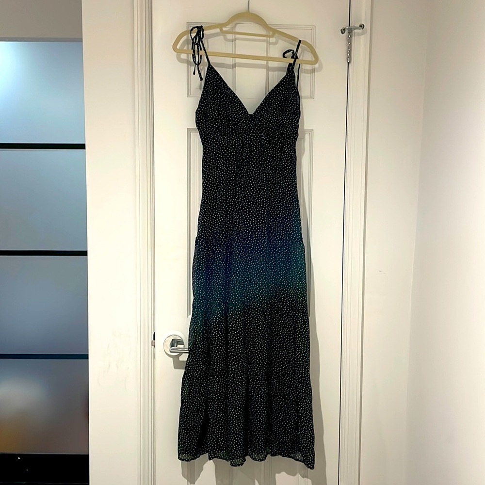 Black polka dot maxi dress